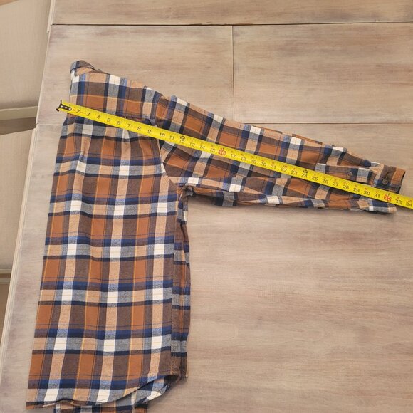 SCHMIDT Workwear Carpenter Men's Plaid Flannel Button Up Shirt Brown Cotton XL - Picture 7 of 8